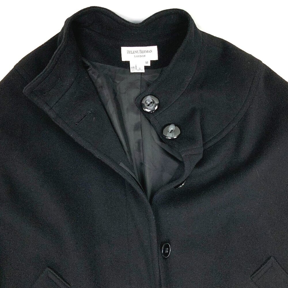New Helene Berman London Black Wool Cashmere Poncho Cape Sz M - Picture 15 of 16